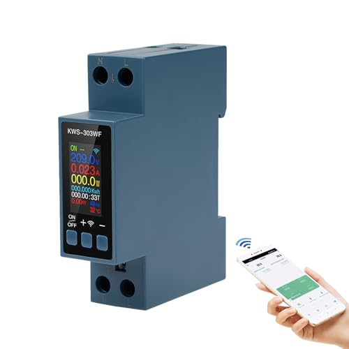 8 In 1 40A Smart meter Stromzähler wlan 230V AC Wifi Wechselstromzähler Überspannungsschutz Surge protector Mit Überspannungs Übertemperatur Überstrom und Netzausfallschutz (KWS-303 blau) von DewinLVD