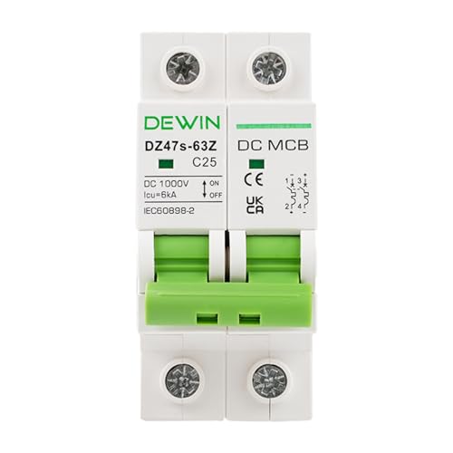 DewinLVD DC Leitungsschutzschalter, Kleiner Photovoltaik-Schutzschalter Trennschalter Sicherungsautomat DC1000V 25A Graugrün von DewinLVD