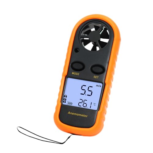DewinLVD Handheld Windmesser, Digitaler Windmesser 0-30m/s Messung von Windgeschwindigkeit Maximal-Durchschnitts- Echtzei Windmessgerät mit Thermometer Wind Speed Meter für Windsurfen Segeln Drohne von DewinLVD