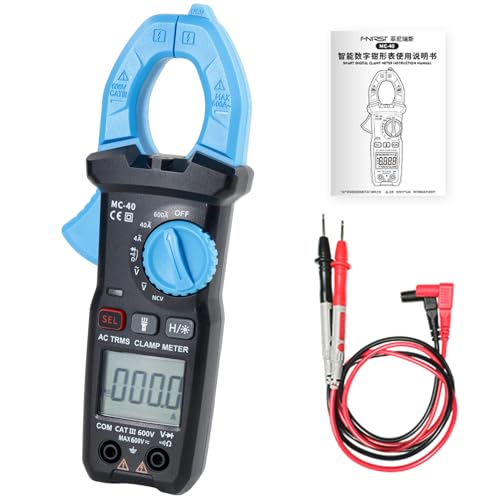 DewinLVD Multimeter mit Zange für Strom, Zangenmultimeter mit automatischem Bereich TRMS Amperometrisches Multimeter Ca A 4000 Counts mit LED Messung der Spannung Strom Widerstand Diode NCV von DewinLVD