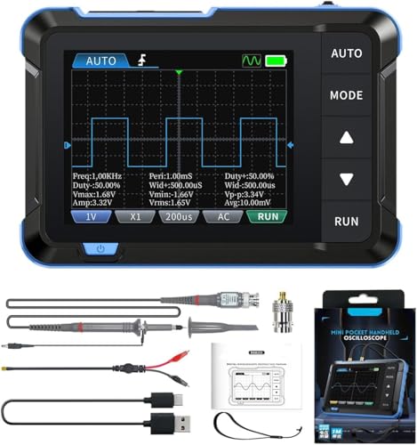 DewinLVD Oszilloskop, 2 in 1 Digitales Oszilloskop/Signalgenerator DSO-153, digitales Oszilloskop 2,8 Zoll Tft, Abtastrate 5 MS/s, Bandbreite 1 MHz von DewinLVD