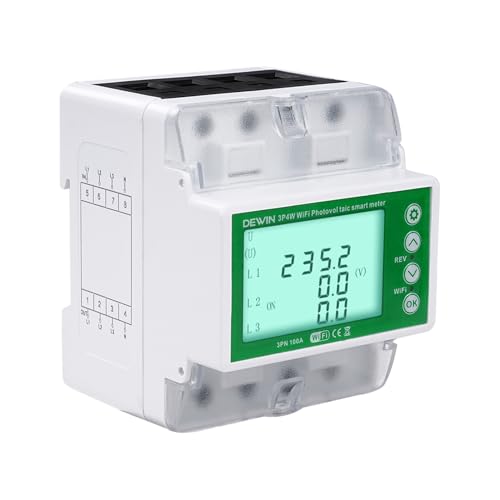 DewinLVD Stromzähler 3 phasen, Tuya WiFi intelligenter Zweirichtungszähler mit Über- und Unterspannungsschutz Überstromschutz Smart Meter 100A 380 VAC Weiß von DewinLVD