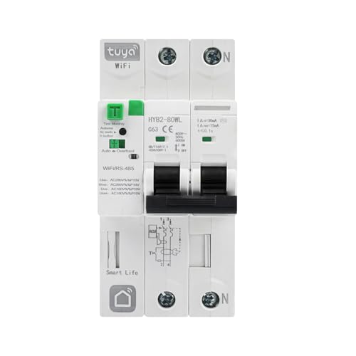 DewinLVD WIFI Intelligenter Leistungsschutzschalter, 2P 63A Leistungsschalter Wiedereinschaltbarer Leckageschutz Tuya Smart life APP Remote Control DewinLVD WIFI Intelligenter Leistungsschutzschalter, 2P 63A Leistungsschalter Wiedereinschaltbarer Leckageschutz Tuya Smart life APP Remote Control von DewinLVD