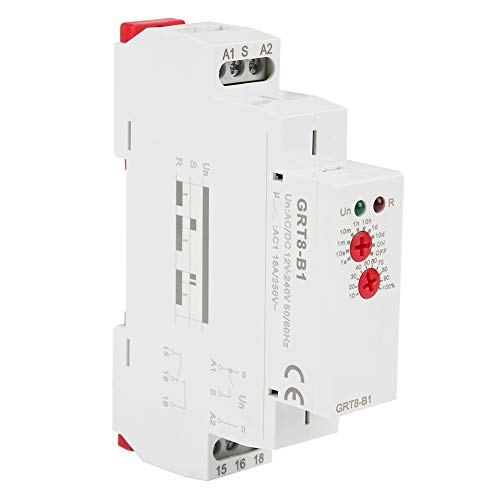 DewinLVD Zeitrelais, GRT8-b1 Mini Verzögerungszeitrelais DIN-Schiene Multifunktions Relais AC DC12V-240V von DewinLVD