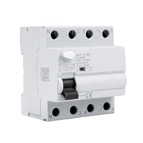 FI Schutzschalter 63a 30ma 4 polig Type A Fehlerstromschutzschalter RCCB Leitungsschutzschalter AC 400V FI LS Schalter 4P 63A Schutzschalter, GYL9-4P-63A-0.03A. von DewinLVD