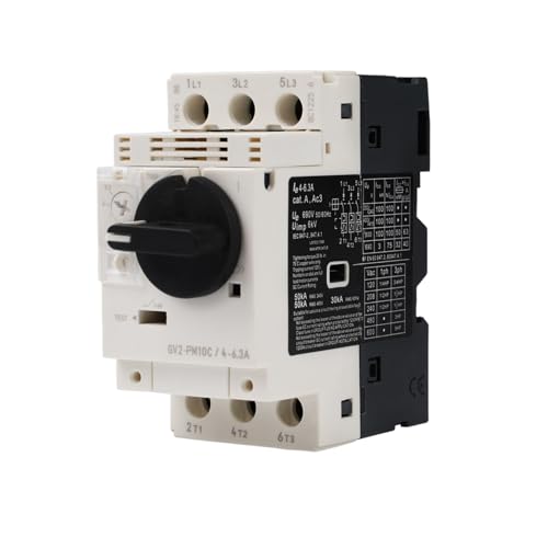 Motorschutzschalter 400V Motorleistungsschalter 690V 4-6.3A 3P Drehknopf Motorschutzschalter Bemessungsstoßspannung 6KV Schienenmontage (G2VPM10 Weiß) von DewinLVD