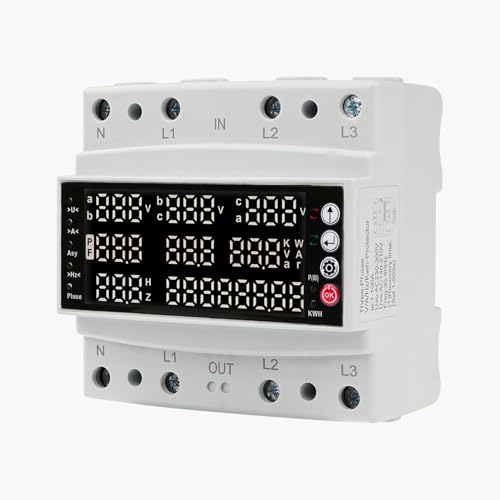 Stromzähler 3 phasen mit überspannungsschutz Drehstromzähler Surge Protector mit Dreiphasiger Spannungs und Stromunsymmetrieschutz/Überspannung/Unterstrom/Leerlaufschutz AC 230V 100A. Stromzähler 3 phasen mit überspannungsschutz Drehstromzähler Surge Protector mit Dreiphasiger Spannungs und Stromunsymmetrieschutz/Überspannung/Unterstrom/Leerlaufschutz AC 230V 100A. von DewinLVD