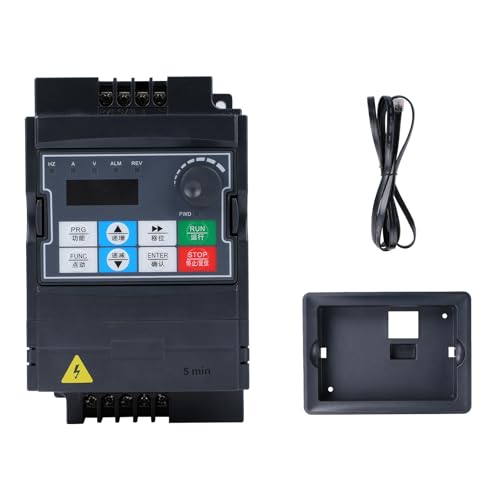 VFD Frequenzumrichter 230V Einphasiger 220V-Eingang Dreiphasiger 220V-Ausgang 0.75KW Frequenzumrichter CNC Frequenzumrichter Abnehmbare Schalttafel Modell 207VEE (mit 1.5M Verlängerungskabel) von DewinLVD