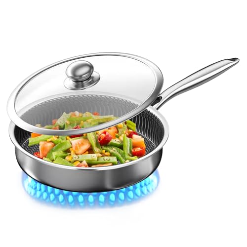 Dewireaey Antihaft Bratpfanne,Antihaft Pfanne Bratküche | Edelstahl Kochtopf Set mit Deckel für Induktion Haushalt Campingkocher von Dewireaey