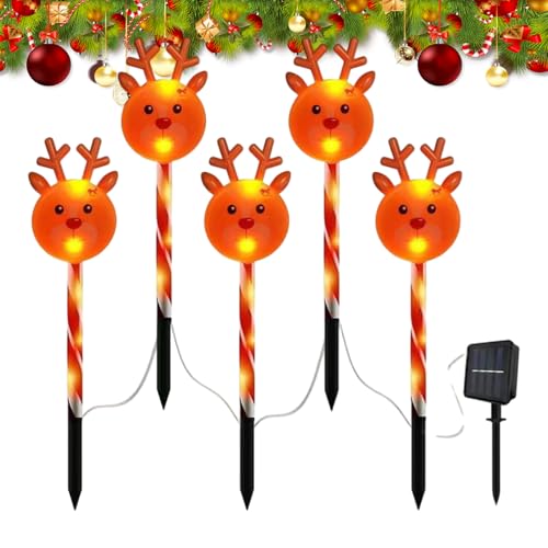 Dewireaey Christmas Vorgarten Markierungsleuchten,LED Weihnachtslandschaftsbeleuchtung - Solarbetriebene wasserdichte Deko Für Innen Außen Garten Rasen Terrasse Dekorationsbeleuchtung von Dewireaey