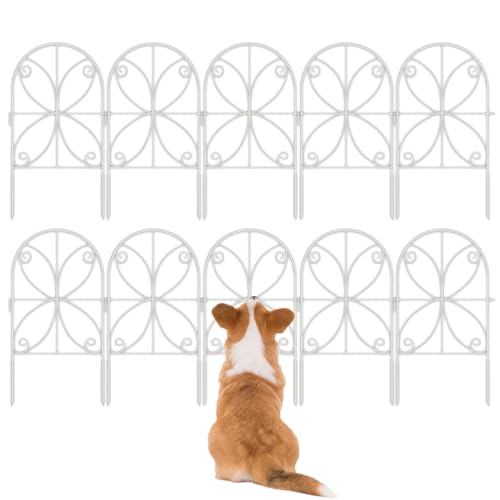Dewireaey Gartenzaun Tierbarriere - 10 Stück Tierschutzzaun Für Hunde - Stabiler Gartenschutz Zaunsystem, Wetterfeste Gartenausstattung Zur Temporären Haustierabsicherung von Dewireaey