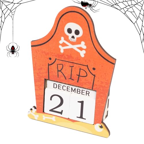 Dewireaey Halloween Block Kalender,2025 Natürliche Holz Adventskalender Bausteine Mit Kürbismotiv - Verstellbarer Festtagskalender Zum Aufhängen Für Erwachsene Und Feierlichkeiten von Dewireaey