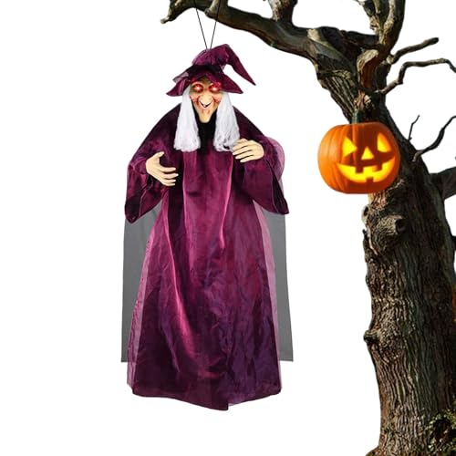 Dewireaey Halloween Hexen Dekoration für den Außenbereich, Halloween Sprechende Hexe Mit Leuchtenden Augen Für Die Außendekoration, Gruselige Deko Für Garten Vorgarten Eingangsbereich Zimmerdekoration von Dewireaey