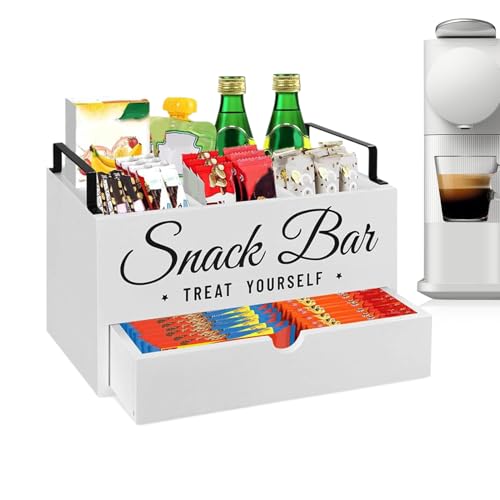 Dewireaey Kaffeestation Organizer,Organizer Für Kaffeezubehör Für Die Theke - Holzhalter Mit Schublade Für Küche Wohnung Tee Gewürz Sirup Zucker Becher von Dewireaey