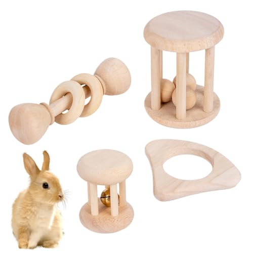 Dewireaey Kaninchen Spielzeug, Holz Nage Spielzeug Für Hauskaninchen, Interaktives Trainingsspielzeug Für Kleintiere Käfig Bewegung Dewireaey Kaninchen Spielzeug, Holz Nage Spielzeug Für Hauskaninchen, Interaktives Trainingsspielzeug Für Kleintiere Käfig Bewegung von Dewireaey