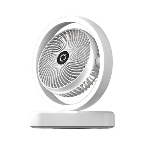 Dewireaey Kompakter Tischventilator - Schreibtischventilator mit Nachtlicht,Leises, wiederaufladbares Kühlgerät mit 3 Geschwindigkeitsstufen und Oszillationsfunktion für von Dewireaey