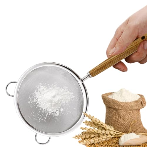 Dewireaey Küchensieb Für Lebensmittel,Mehl Sieb Edelstahl Colander Durchschlag - Feines Küchensieb Mit Zwei Griffen Für Mehl Sojamilch Reis Pommes Haushalt Restaurant von Dewireaey