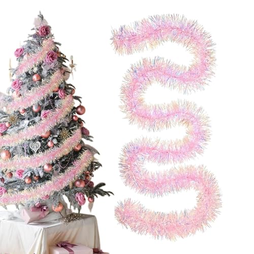 Dewireaey Rosa Glitzer Girlande - 2 M Weihnachtsgirlande Glitzerbaumschmuck,Hintergrund Deko Für Feier Wanddeko Für Hochzeit Halloween Thanksgiving Feiertage von Dewireaey