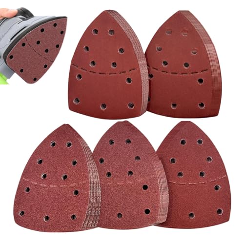 Dewireaey Schleifpapier Sortiment | Verschiedene Schleifpads Sortiment | Dreieckige Schleifpads Mit 11 Löchern Für Holzverarbeitung Metallpolitur Auto Reparatur Handwerkliche Projekte von Dewireaey