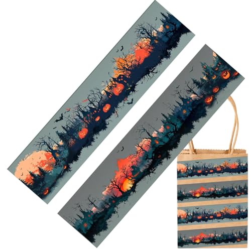 Dewireaey Scrapbook Klebeband Set - Bunte Dekorative Klebebänder Halloween Streifen | Dekoratives Rollen-Set mit Gothic Stickern für Feiertage Schule Festtage Scrapbook Tagebuch Basteln von Dewireaey