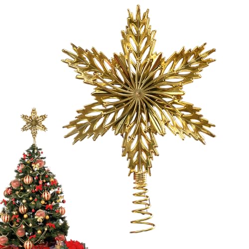 Dewireaey Stern Christbaumspitze | Goldene Weihnachtsbaumdekoration | Glitzer 3D Spitze Dekoration Für Wohnzimmer Familie Hotel Eingangsbereich Garten Indoor Schlafzimmer von Dewireaey