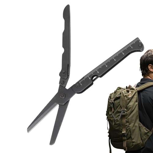 Dewireaey Taschenschere - Edelstahl Klappbarer Messercutter Mit Lineal,Ergonomische Schere Für Büro Handarbeit Garten Camping Schule Kunst Studenten von Dewireaey