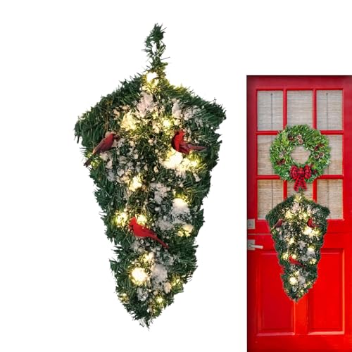 Dewireaey Umgedrehter Weihnachtsbaum Für Decke | Beleuchteter Invertierter Weihnachtsbaum Für Wand | Hängbare Weihnachtsdekoration Für Einzelhandelsgeschäft Fensterbank Büro Decke Tür Hausbesitzer von Dewireaey