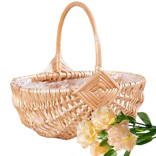 Dewireaey Weidenkorb Mit Griff Design | Leerer Weiden Aufbewahrungskorb,Große Aufbewahrungsbox Für Outdooraktivitäten Camping Lunchpicknick Gartenparty Schulfest von Dewireaey