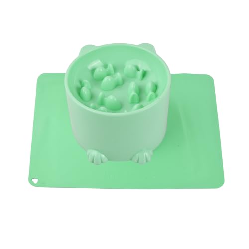 Dewocke 1 Stück erhöhter Slow-Food-Katzennapf mit Silikon-Futtermatte, Anti Schling Napf Katze Mit Anti Rutsch Matte, Langsam Fütterung Katzennapf Schlingnapf für Katzen und Kleine Hunde von Dewocke
