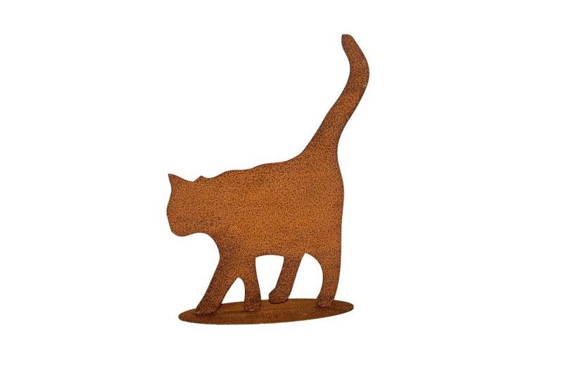 Dewoga Edelrost-Metalldesign Gartenfigur Katze gehend auf Platte, ca. 33 x 26 cm von Dewoga Edelrost-Metalldesign
