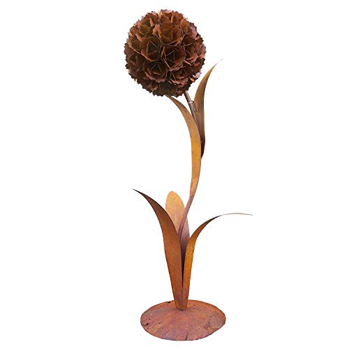 DEWOGA Deko Pusteblume H 130cm auf Platte Edelrost Rost Metall Garten Neu Blume von Dewoga