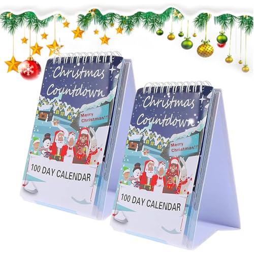 100 Tage-Weihnachts-Countdown-Kalender 2025, Weihnachts-Countdown Abreißkalender 2025, Weihnachts-Countdown-Adventskalender für Home office, Weihnachts-Countdown-Geschenk (2 Stück) von Dewppxi