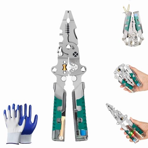 Abisolierzange mit Klappbarem Schraubendreher, Folding Stylus Screwdriver Wire Stripper, Multifunktions Abisolierzange mit Spannungsprüfer zum Schneiden und Ziehen von Kabeln (1set) von Dewppxi