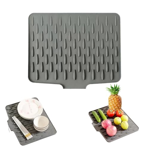 Auslaufsicherer Arbeitsplattenschutz Aus Silikon, Silikon-Abtropfmatte Spüle, Arbeitsplattenschutz mit Effektiver Wasserumleitung und Rutschfestem Design (Grau) von Dewppxi