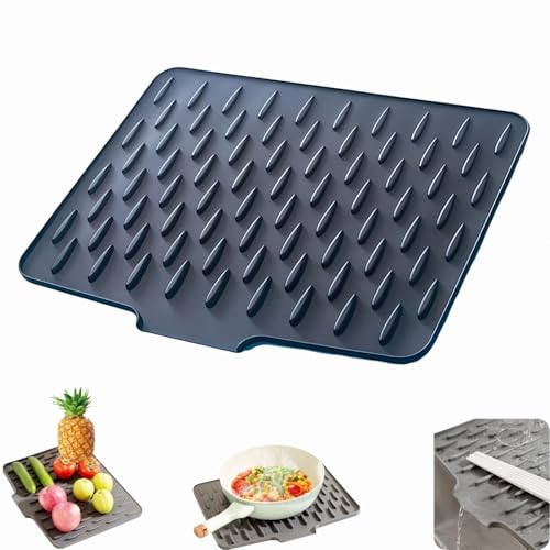 Auslaufsicherer Arbeitsplattenschutz Aus Silikon, Silikon-Abtropfmatte Spüle, Arbeitsplattenschutz mit Effektiver Wasserumleitung und Rutschfestem Design (Schwarz) von Dewppxi
