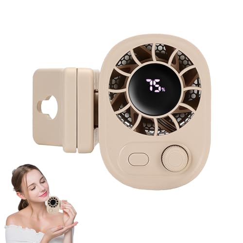 Auto Clip on Ventilator mit LED-Anzeige – 360° Trehbar, Tragbare Auto-Klimaanlage, USB-Aufladbarer Persönlicher Lüfter mit 1800-mAh-Akku, 100 einstellbare Geschwindigkeiten, Starker Wind (Beige) von Dewppxi