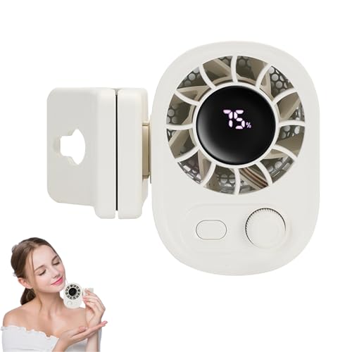 Auto Clip on Ventilator mit LED-Anzeige – 360° Trehbar, Tragbare Auto-Klimaanlage, USB-Aufladbarer Persönlicher Lüfter mit 1800-mAh-Akku, 100 einstellbare Geschwindigkeiten, Starker Wind (White) von Dewppxi