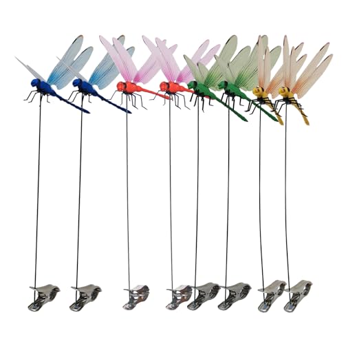 Dewppxi Gefälschte Libelle Clip für Drinnen und Draußen, 3D Fake Dragonfly Hat Clips, Libellen-Clip als Insektenschutz, Libelle Garten Dekor einfache Befestigung (Mix,8Stück) von Dewppxi