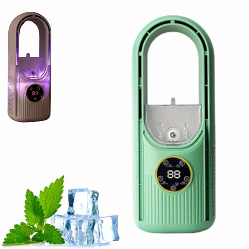 Dewppxi Rotorloser Ventilator,Turmventilator mit 6 Modi und 7-Farbigem Nachtlicht,Ventilator Leise mit Wasserkühlung für Schlafzimmer,Küche,Büro,Ventilator ohne Rotorblätter mit Fernbedienung (Grün) von Dewppxi
