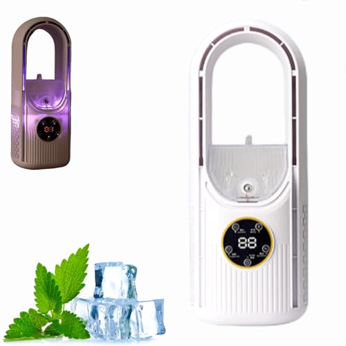 Dewppxi Rotorloser Ventilator,Turmventilator mit 6 Modi und 7-Farbigem Nachtlicht,Ventilator Leise mit Wasserkühlung für Schlafzimmer,Küche,Büro,Ventilator ohne Rotorblätter mit Fernbedienung (Weiß) von Dewppxi