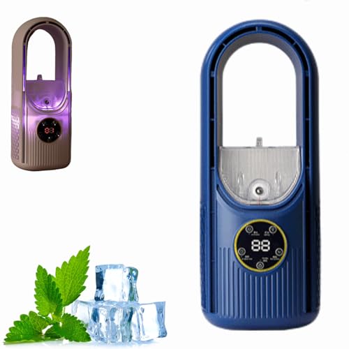 Dewppxi Rotorloser Ventilator,Turmventilator mit 6 Modi und 7-Farbigem Nachtlicht,Ventilator Leise mit Wasserkühlung für Schlafzimmer,Küche,Büro,Ventilator ohne Rotorblätter mit Fernbedienung (Blau) von Dewppxi