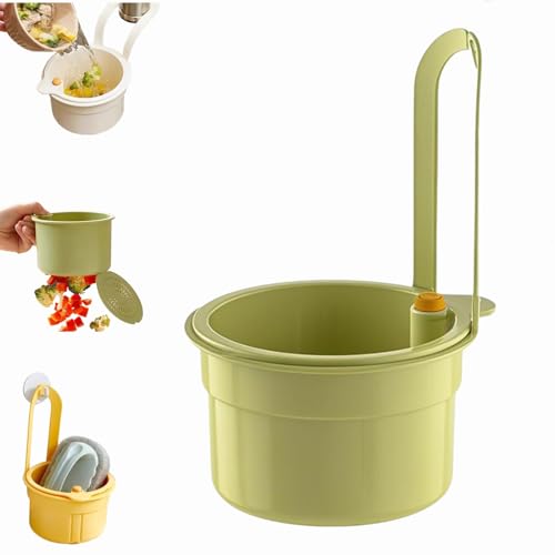 Einstellbare Spülbecken Sieb Hängend, Selbstreinigender Küchenspüle-Abtropfkorb, Siebkorb zum Aufhängen am Wasserhahn, Multifunktionaler Sieb für Spülbecken (Grün) von Dewppxi