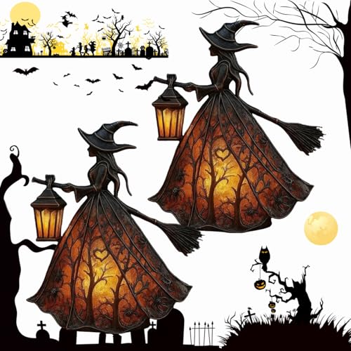 Halloween-Hexenlampe, Halloween Decor Witch Lamp, Gothic-Hexenhut LED Nachtlicht, Einzigartige Partybeleuchtung für den Innenbereich (2Stück) von Dewppxi