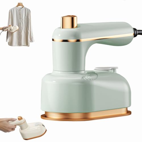 Hand Dampfbügeleisen mit Verbrühschutz, Tragbarer 2-in-1-Dampfglätter für Kleidung, Dauerdampf- und Trockenbügeln, Mini-Reisebügeleisen mit 30ml-Wassertank für Zuhause und unterwegs (Grün) von Dewppxi
