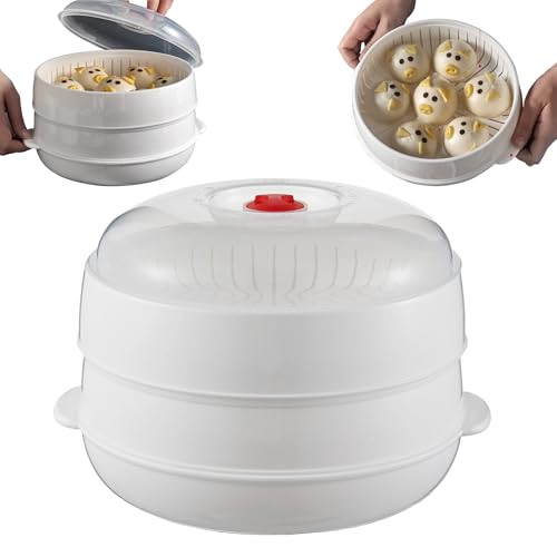 Mikrowellen Dampfgarer, Multifunktion Dampfgarer Mikrowelle Gemüsedämpfer mit Abdeckung, Hochwertiges Dampfgaren Im Korb (2 Schicht) von Dewppxi