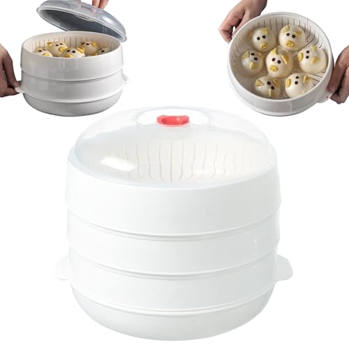 Mikrowellen Dampfgarer, Multifunktion Dampfgarer Mikrowelle Gemüsedämpfer mit Abdeckung, Hochwertiges Dampfgaren Im Korb (3 Schicht) von Dewppxi