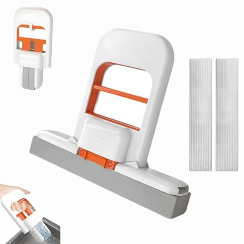 Mini Foldable Desktop Mop, Mini Wischmopp, Selbstauswringender Schwamm Tischmopp, Saugfähig Schwammwischer mit 2 Ersatzschwämmen Geliefert für Badezimmer, Küche, Glas (1set) von Dewppxi