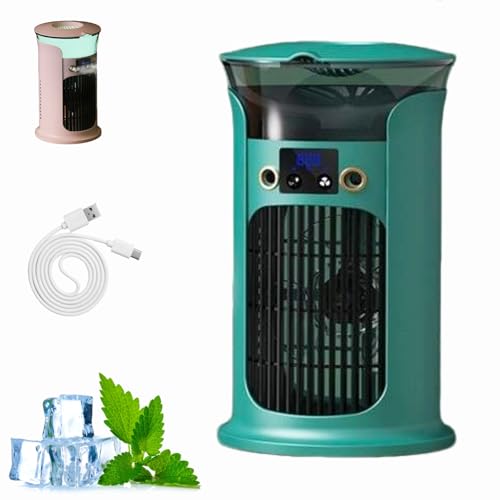 Mobile-Klimaanlage, Portable Air Conditioner, Kleine Klimaanlage Ventilator mit Wasserkühlung, Tragbarer Klimagerät Luftkühler mit 800ml Wassetank, Mobile Klimaanlage ohne Abluftschlauch Leise (Grün) von Dewppxi