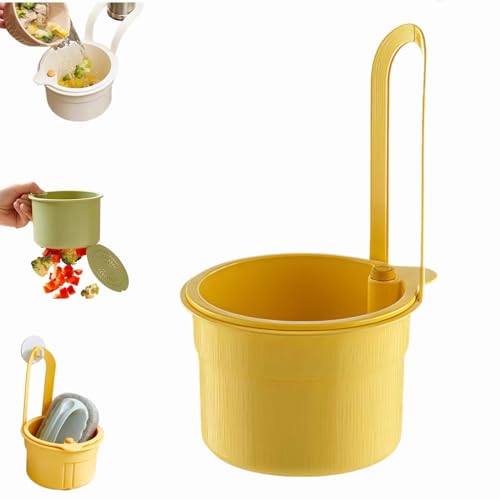 Multifunktionaler Sieb für Spülbecken, Einstellbare Spülbecken Sieb Hängend, Siebkorb zum Aufhängen am Waschbecken, Selbstreinigender Küchenspüle-Abtropfkorb (Gelb) von Dewppxi