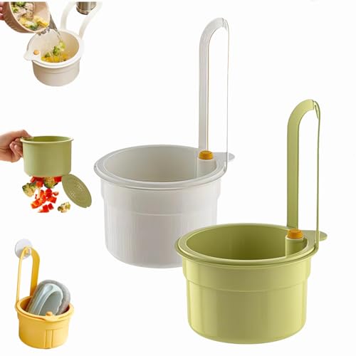 Multifunktionaler Sieb für Spülbecken, Einstellbare Spülbecken Sieb Hängend, Siebkorb zum Aufhängen am Waschbecken, Selbstreinigender Küchenspüle-Abtropfkorb (Weiß+Grün) von Dewppxi